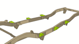 Diagram highlighting the six Rust Buster Body Mount Brackets For 1976-1986 Jeep CJ RB1007