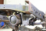 Side angle of Rust Buster Steering Box Brace For 1976-1986 Jeep CJ RB1008 installed to the frame rail