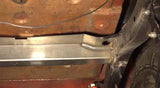 Close-up view of Rust Buster Fuel Tank Crossmember For 1976-1986 Jeep CJ RB1010 welded to the frame rail