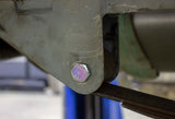 Close-up shot of the lead spring mount on Rust Buster Rear Frame Repair Kit For 1987-1995 Jeep Wrangler RB2005, installed to the frame rail