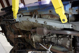 View from beneath Rust Buster Center Frame Repair Kit For 1997-2006 Jeep Wrangler RB3061/RB3063 installed to the frame rail
