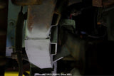 View from beneath Rust Buster Front Control Arm Mount For 1997-2006 Jeep Wrangler RB4011 installed to the frame rail