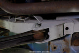 View from beneath Rust Buster Front Control Arm Mount For 1997-2006 Jeep Wrangler RB4011 installed to the frame rail