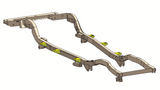 Diagram highlighting the six Rust Buster Body Mount Brackets For 1997-2006 Jeep Wrangler RB4018