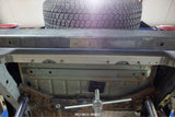 View from beneath Rust Buster Rear Crossmember For 1997-2006 Jeep Wrangler RB4022 installed to the frame rail