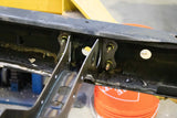 Opposing side close-up of the bolting hardware installing Rust Buster Carrier Bearing Crossmember For 2005-2015 Toyota Tacoma RB7134 to the frame rail