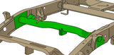 Diagram highlighting Rust Buster Rear Fuel Tank Cross Member For 1999-2006 GM Pickups RB7322