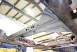 View from beneath the Rust Buster Mid Frame Crossmember For 2007-2013 GM Pickups RB7381 installed to the vehicle