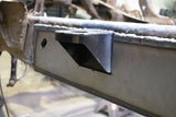 Zoomed in view of Rust Buster Center Frame Repair Kit For 1994-2004 GM S10/Sonoma RB7604 installed to the frame rail, cut for the mount