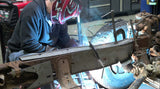 Rust Buster Front Frame Repair Kit For 2000-2006 Toyota Tundra RB8625 being welded to the frame rail