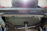View from beneath Rust Buster Rear Crossmember For 1997-2006 Jeep Wrangler RB4022 installed to the frame rail