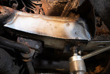View from beneath Rust Buster Front Frame Repair Kit For 1995-2004 Toyota Tacoma RB7106 installed to the frame rail