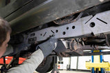 Rust Buster Under-Cab Frame Stiffener for 1998-2003 Ford Ranger RB7210 being installed to the frame rail